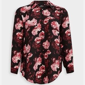 Torrid Madison Pink Floral Georgette Button Up‎ Long Sleeve Blouse Size 4X